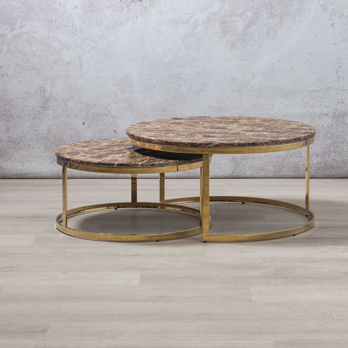 Waldorf Coffee Table Set - Brown Marble Look Top Coffee Table Leather Gallery Waldorf