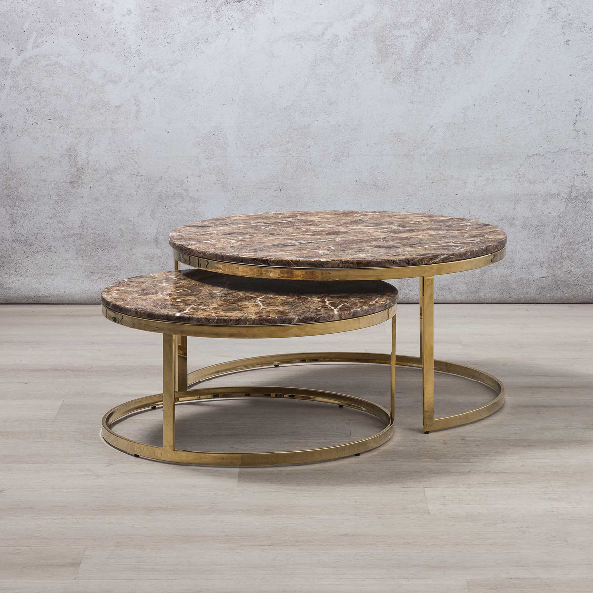 Waldorf Coffee Table Set - Brown Marble Look Top Coffee Table Leather Gallery