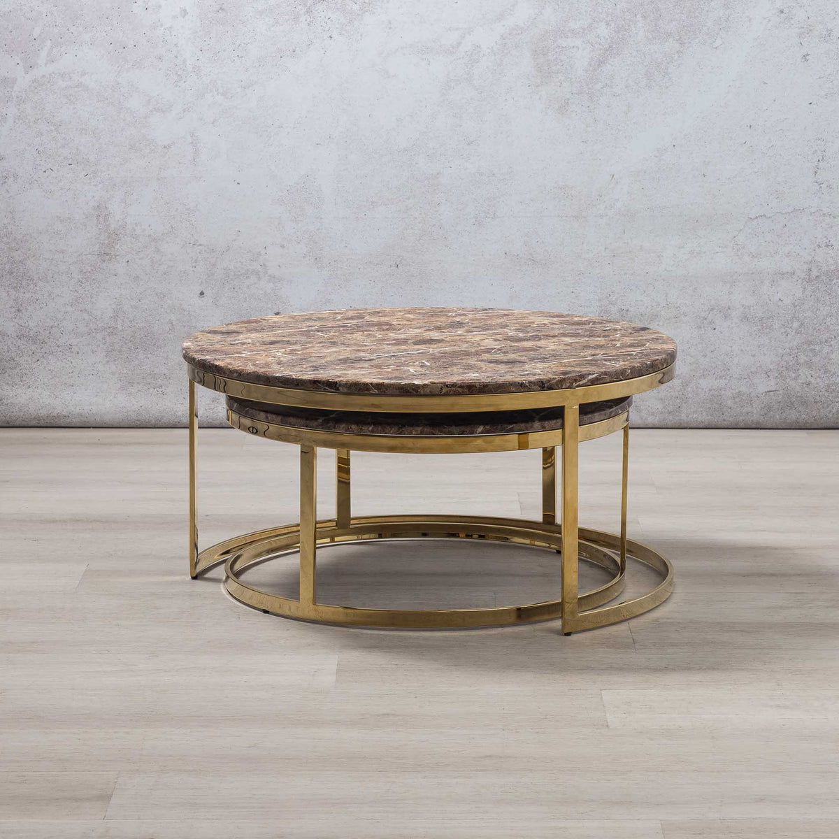 Waldorf Coffee Table Set - Brown Marble Look Top Coffee Table Leather Gallery