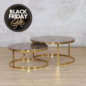 Waldorf Coffee Table Set - Brown Marble Look Top - Available on Special Order Plan Only