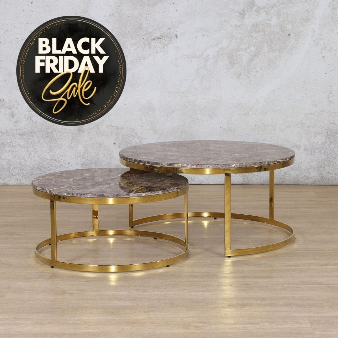 Waldorf Coffee Table Set -  Brown Marble Look Top