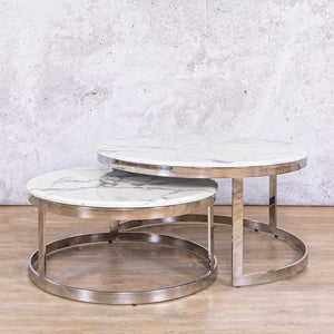 Waldorf Coffee Table Set - Marble Look Top - Available on Special Order Plan Only Coffee Table Leather Gallery 