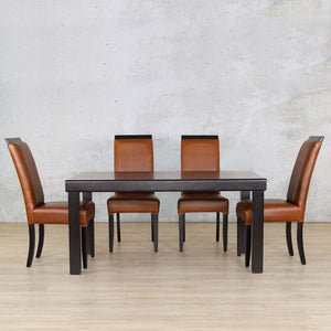 Urban Leather Dining Set - 6 Seater Dining room set Leather Gallery Royal Walnut 