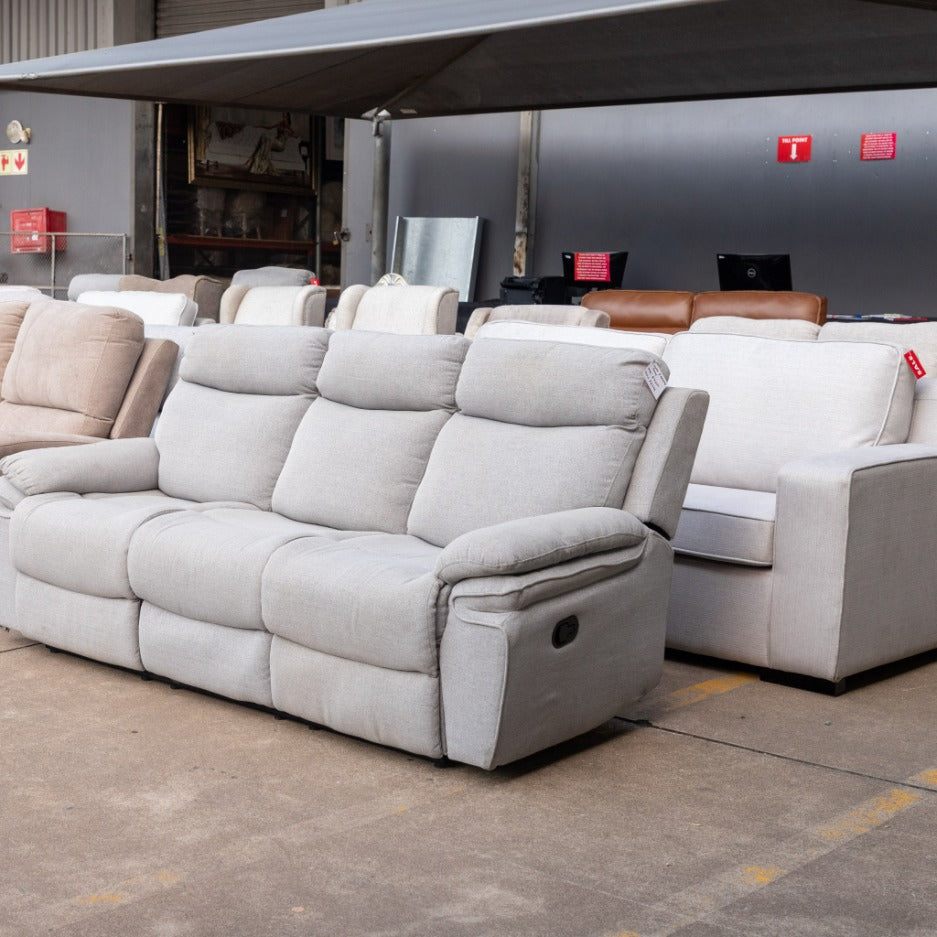 Tinetto 3 Seater Recliner - Chromium Grey - Warehouse Clearance