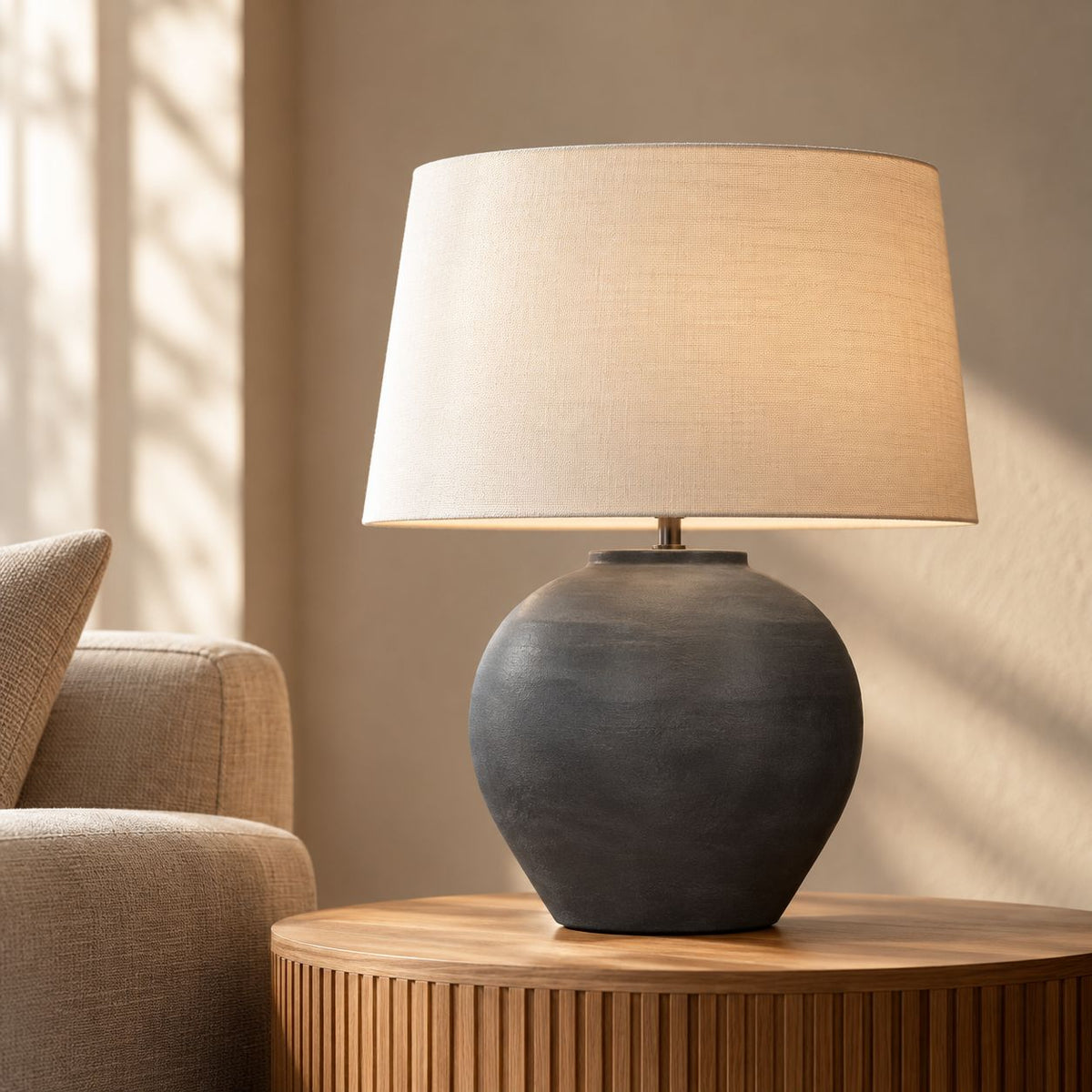 Leather Gallery | Dione Side Lamp - Matt Antique Charcoal 