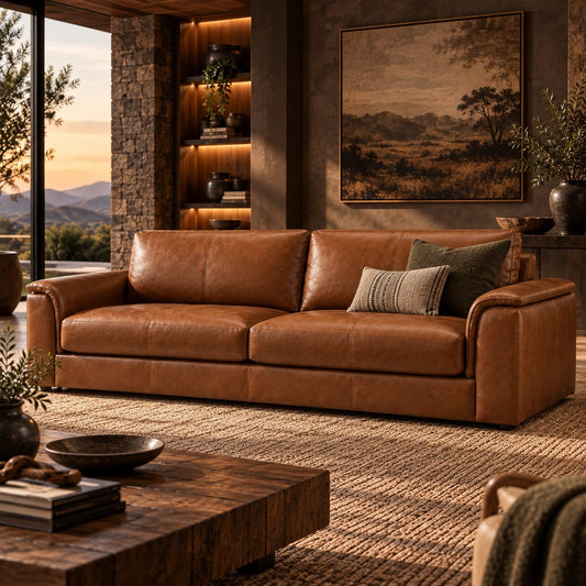 Stattera | Westcott 3 Seater Leather Couch - Cinder Brown
