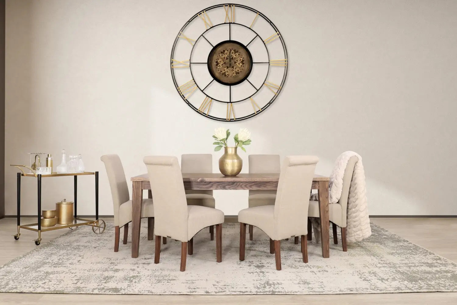 Add sophistication to your dining room with the rustic Willow & Windsor 6 Seater Dining Set!