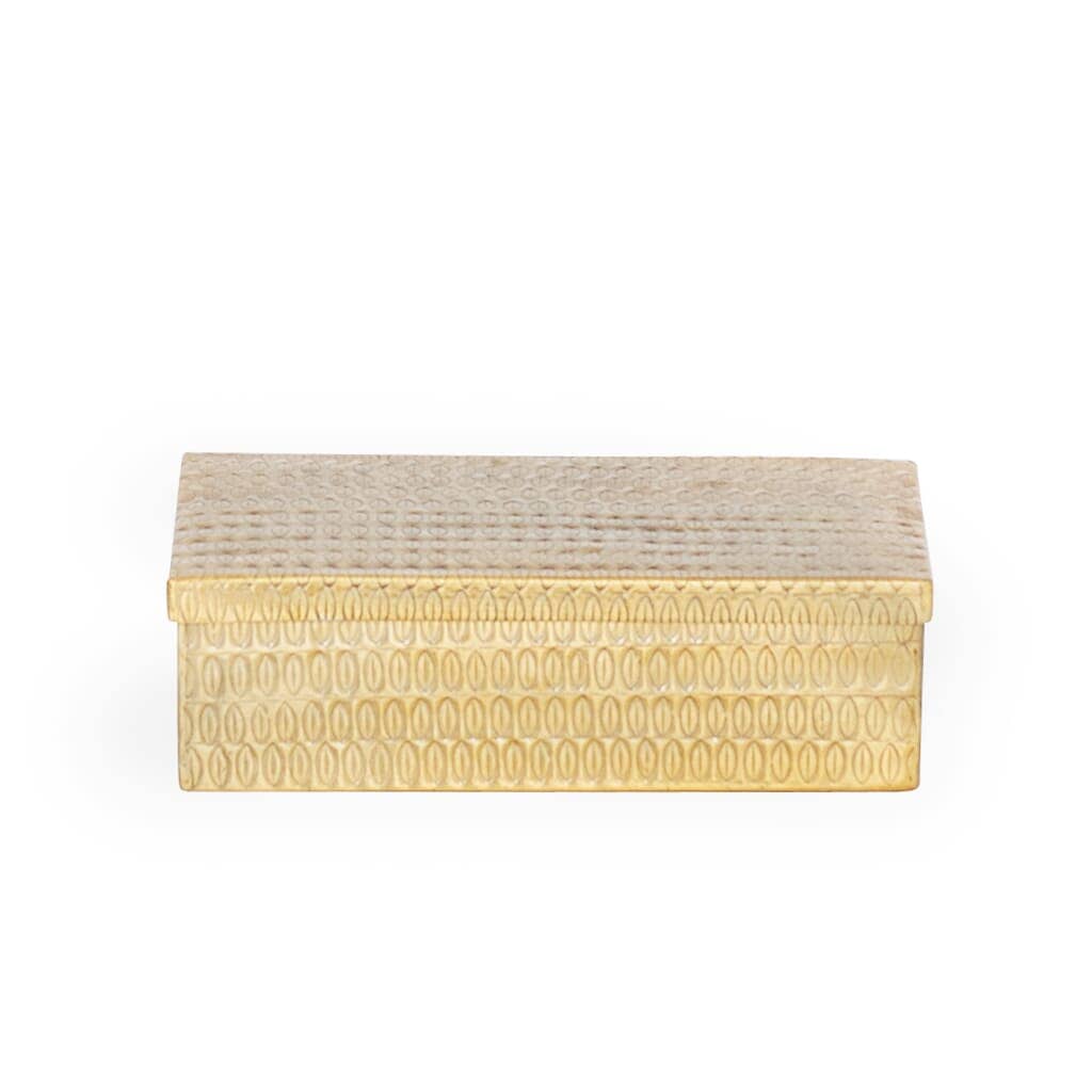 Zoro Carved Box - Medium File Box Leather Gallery Gold 33 x 7cm 