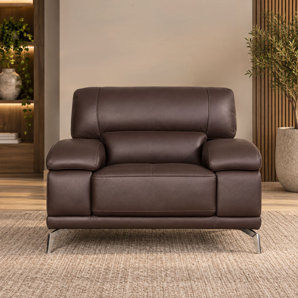Adaline 1 Seater Leather Sofa Leather Sofa Leather Gallery luxe walnut