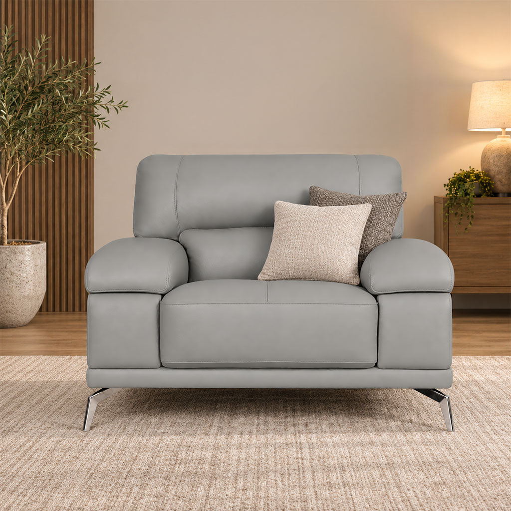Adaline 1 Seater Leather Sofa Leather Sofa Leather Gallery Manatee Grey