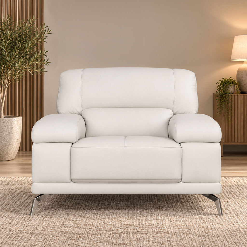 Adaline 1 Seater Leather Sofa Leather Sofa Leather Gallery urban White