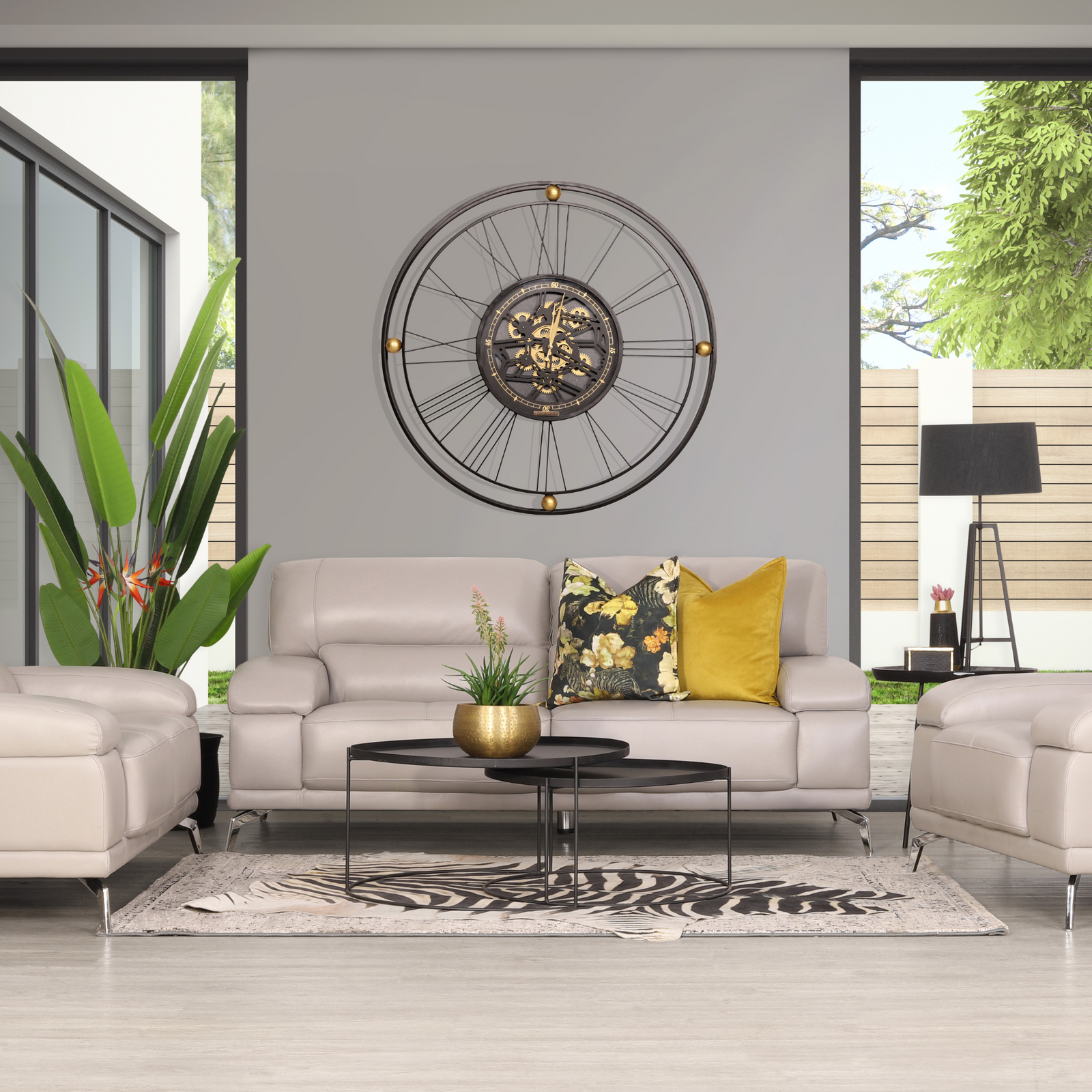 Adaline 3 + 2 + 1 Leather Sofa Suite - Available on Special Order Plan Only - Leather Sofa-luxe-grey