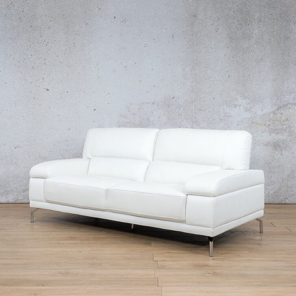 Make a bold statement with the Modern Leather Sofa - Adaline in Luxe White. 