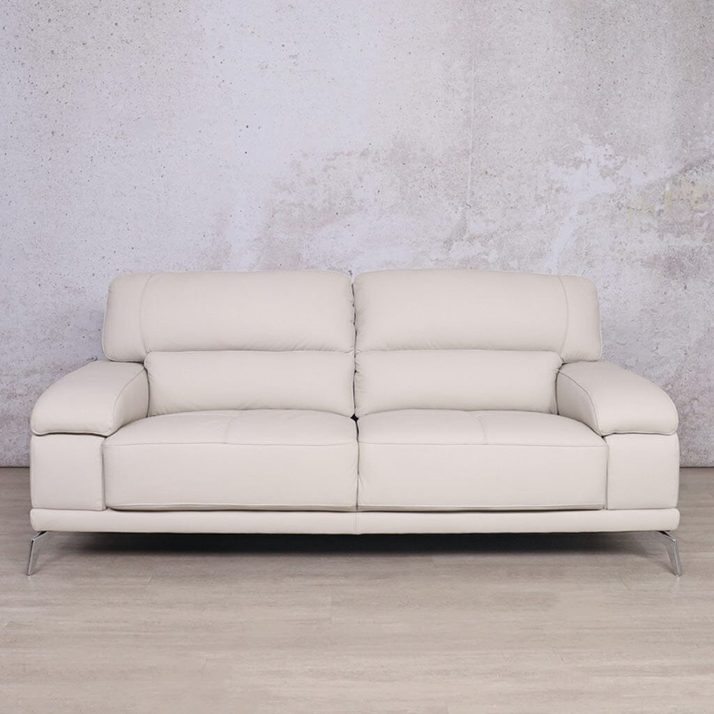 Luxe Grey detail: premium stitching and soft-touch modern leather sofa.