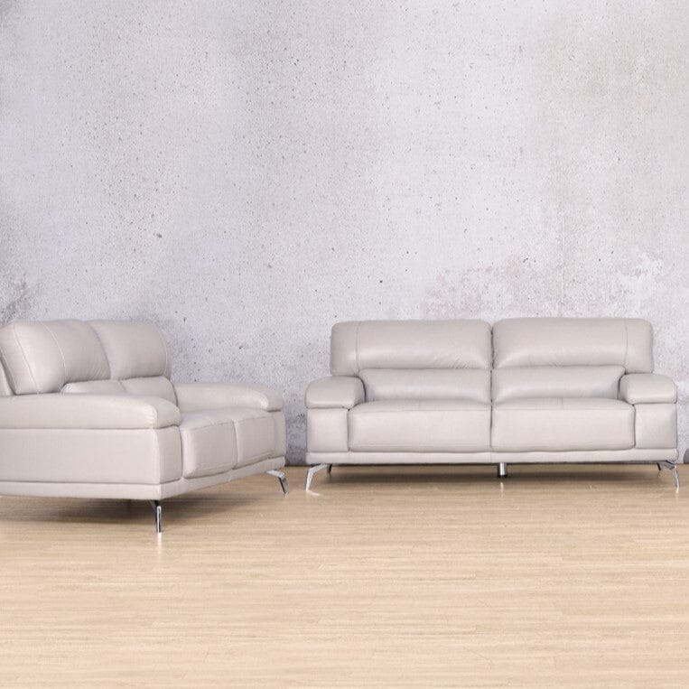 Side view of the modern leather couch showcasing its clean lines-luxe-grey