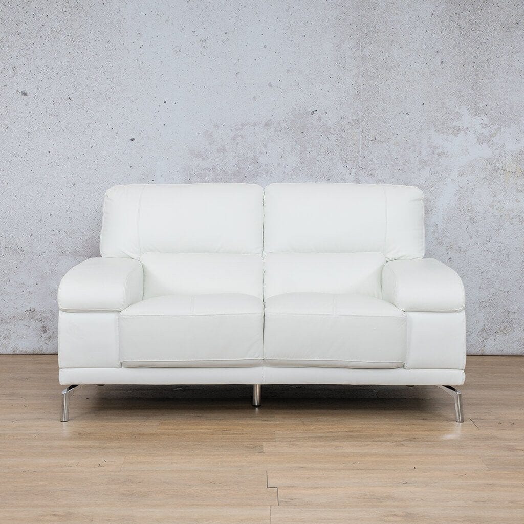 Plush genuine modern leather sofa cushioning offers premium comfort.