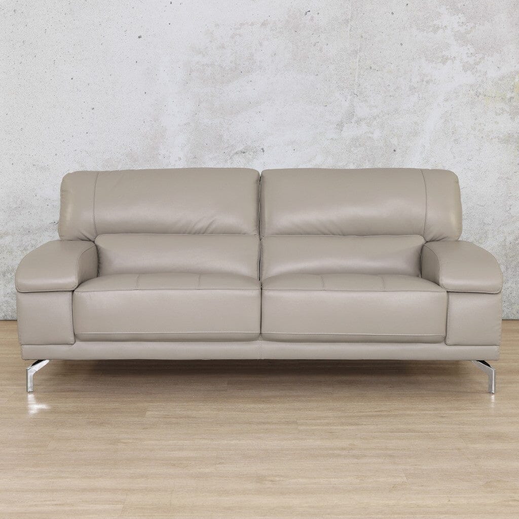 The compact 2-seater modern leather couch fits beautifully in smaller spaces-grey
