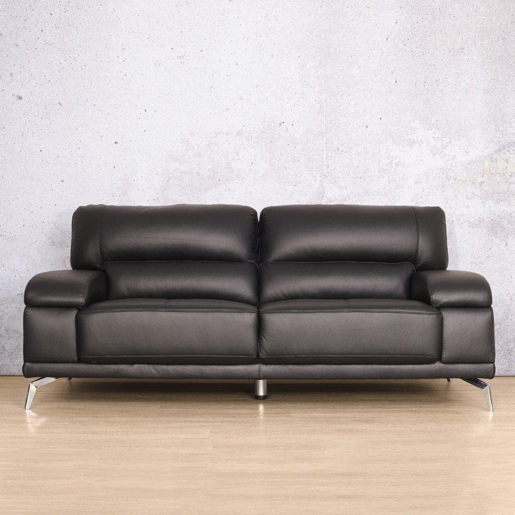 Black modern leather couch or lasting support and comfort