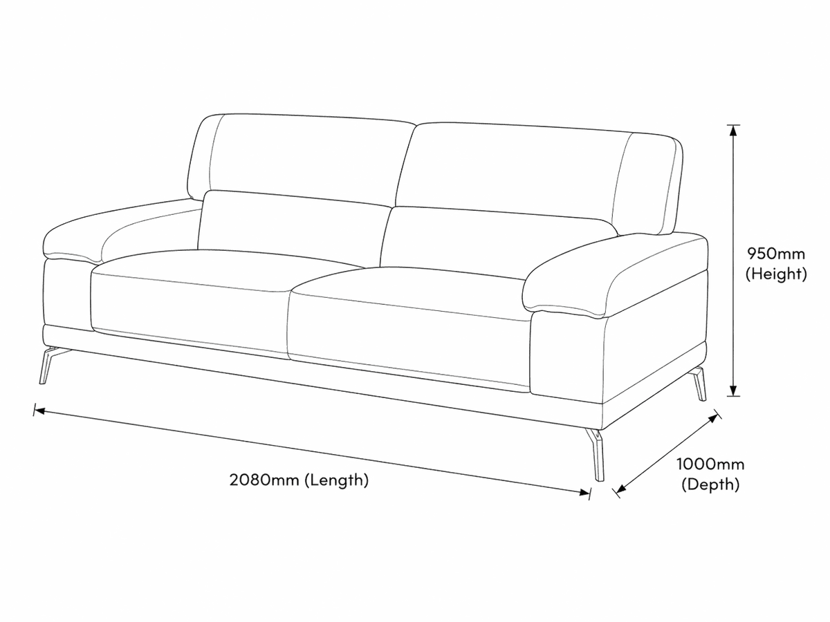 Adaline 3 Seater Leather Couch