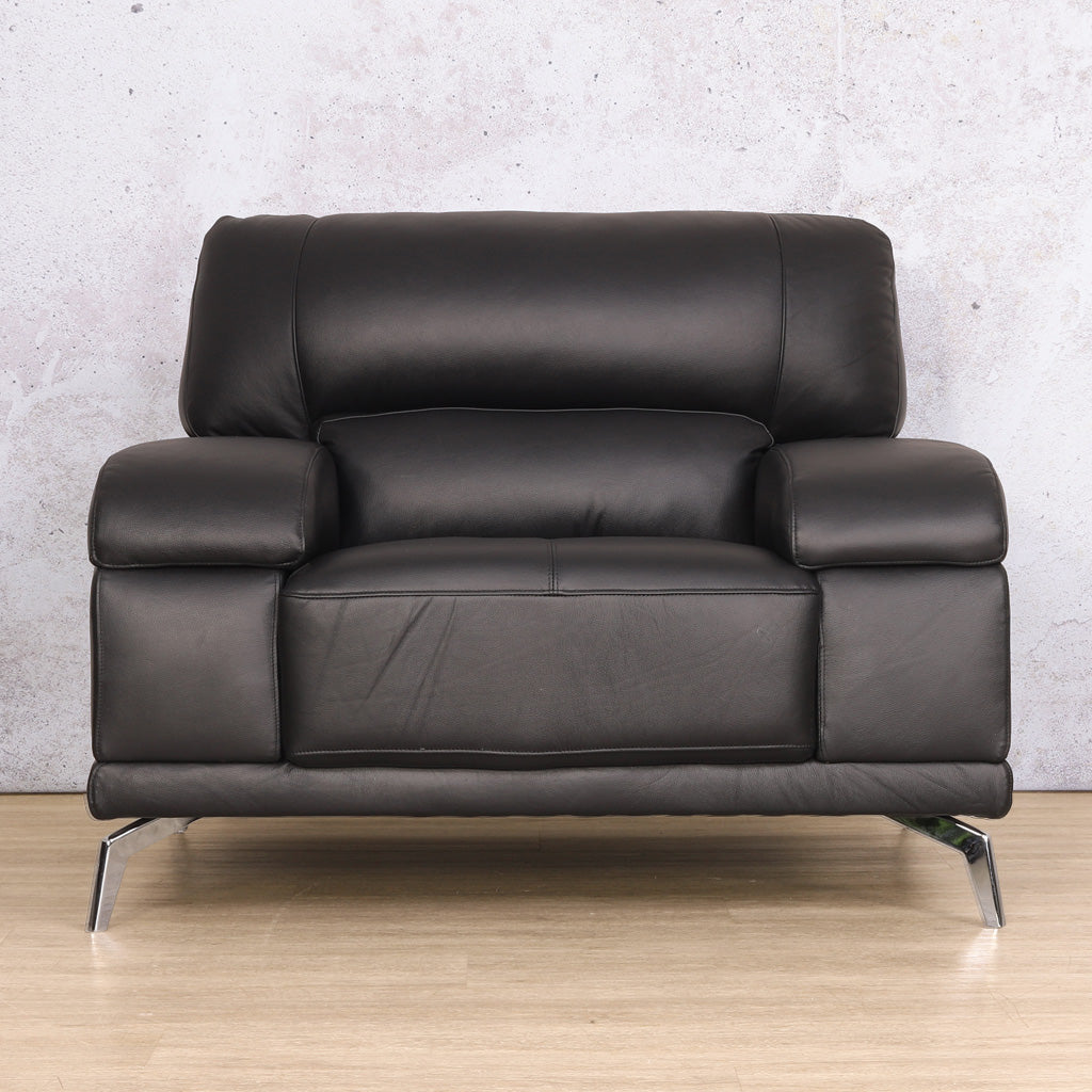 Adaline 1-seater leather couch in Luxe Black |  single couches for sale, sofas and couches, pleather couch, single seater sofa
