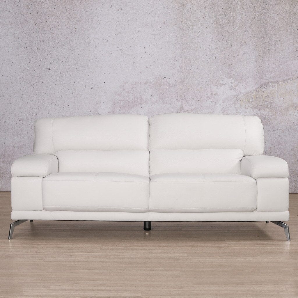 Front view of Adaline 3 seater leather couch - Urban white | Leather couches, three seater couch, sofas and couches, couches sale, bedroom couch
