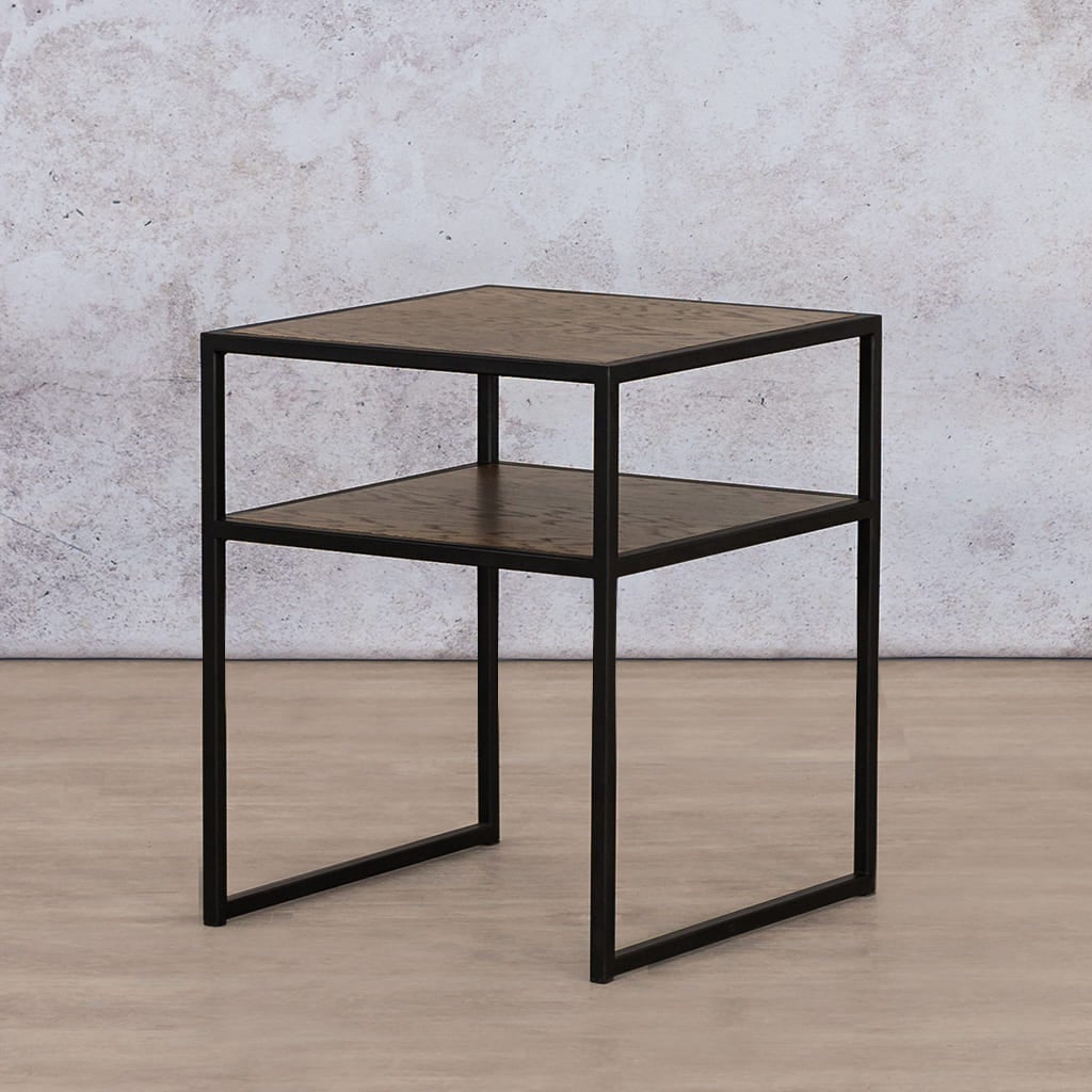 Angled Front View of the Addison Bedside Pedestal - Antique Dark Oak Bedside Table | Bedroom Pedestals | Bedside Pedestals For Sale | Side Tables For Sale | pedestals for sale | modern bedside pedestals | Pedestal Range at Leather Gallery Furniture Stores