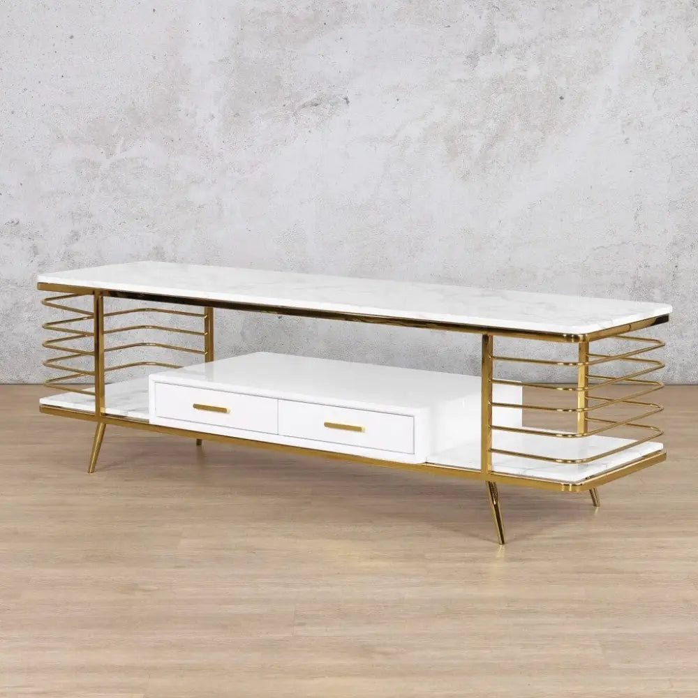 Alba Modern TV Unit - Gold - Stainless Steel Gold - Coffee Table