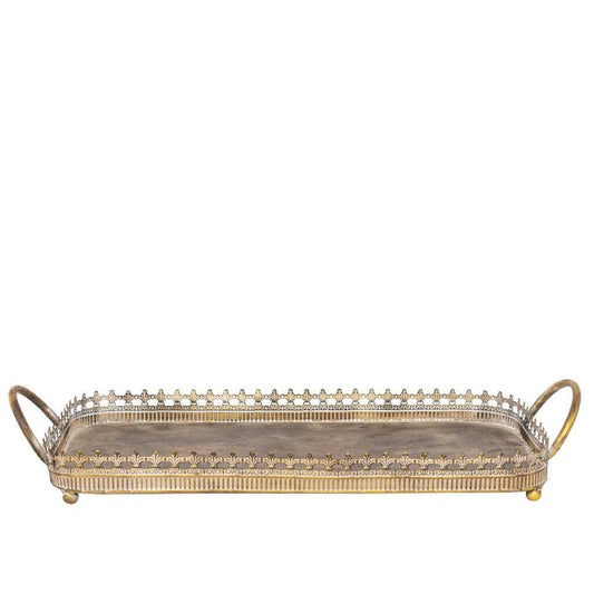 Angola Gold Metal Tray - Large Trays Leather Gallery