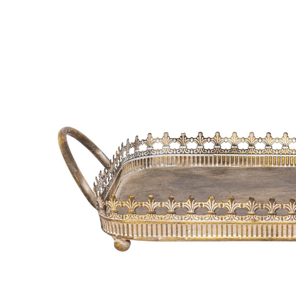 Angola Gold Metal Tray - Large Trays Leather Gallery