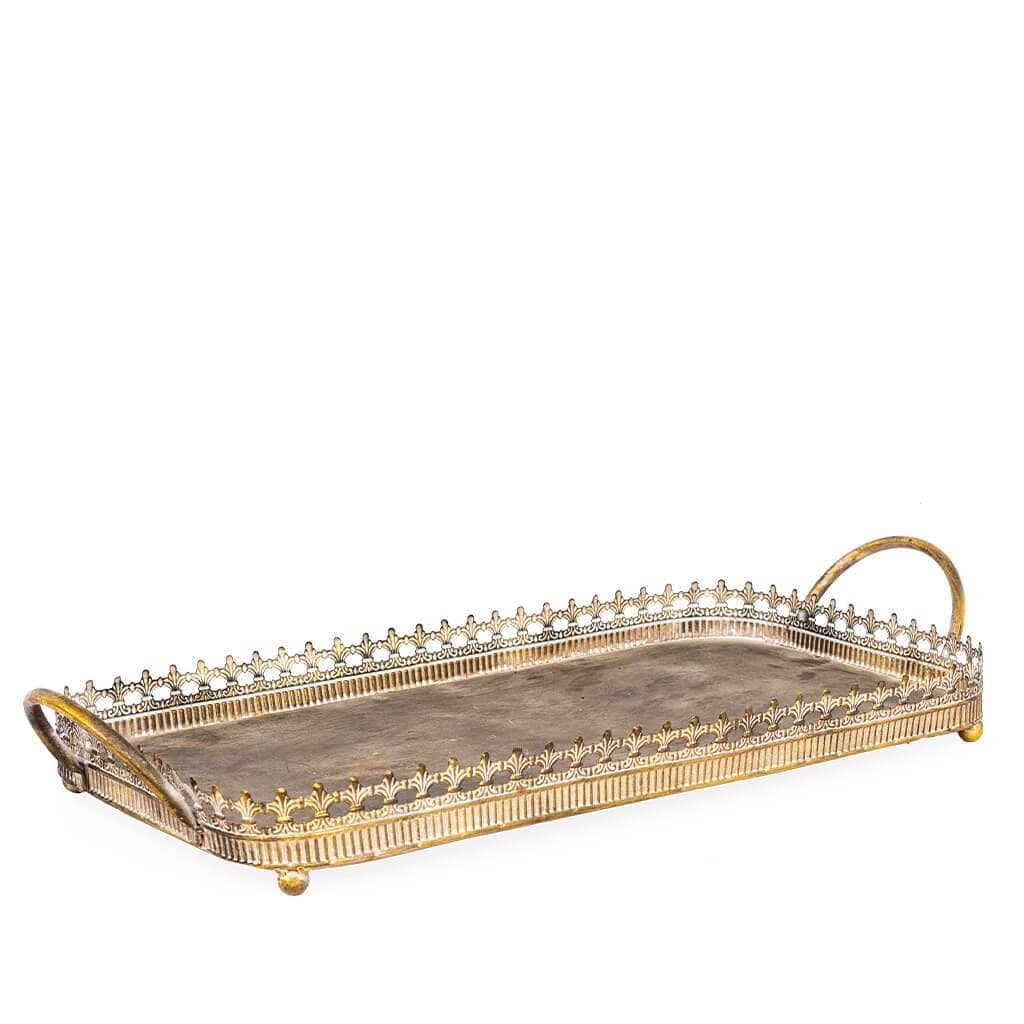 Angola Gold Metal Tray - Large Trays Leather Gallery