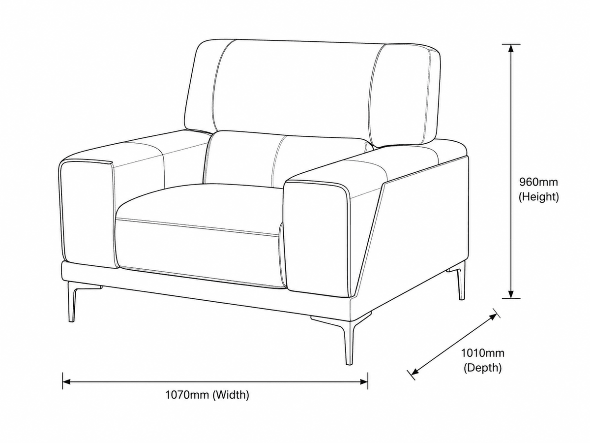Atlanta 1 Seater Leather Couch