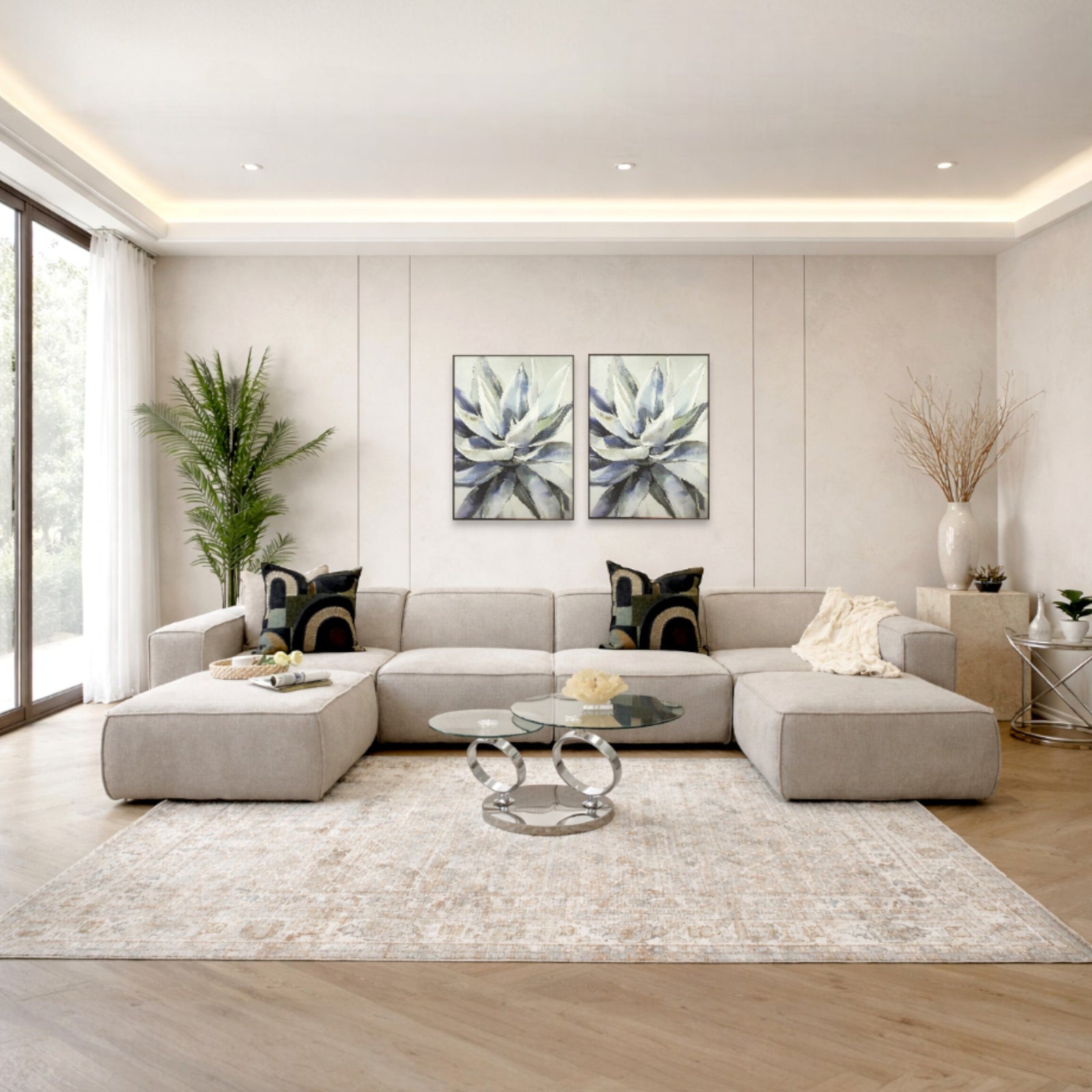 Austin Fabric U-Chaise Sectional Sofa