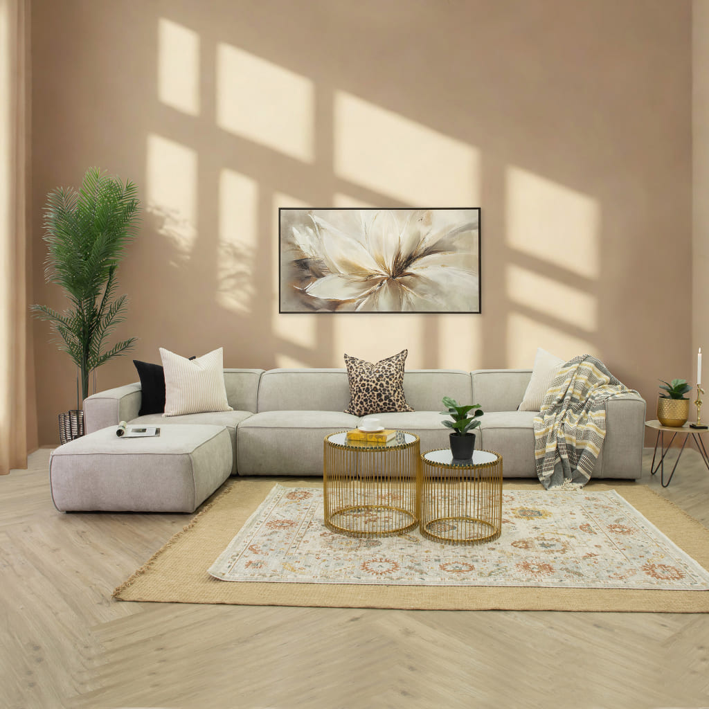 Discover Fabric Couch, 4 Seater L Sectional Couch - Belle Beige 