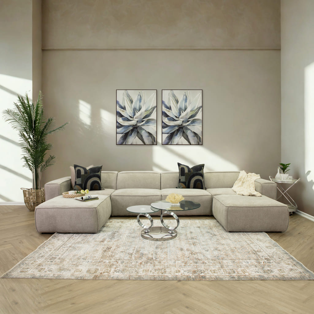 Discover Austin Fabric U chaise Sectional - Belle Beige 