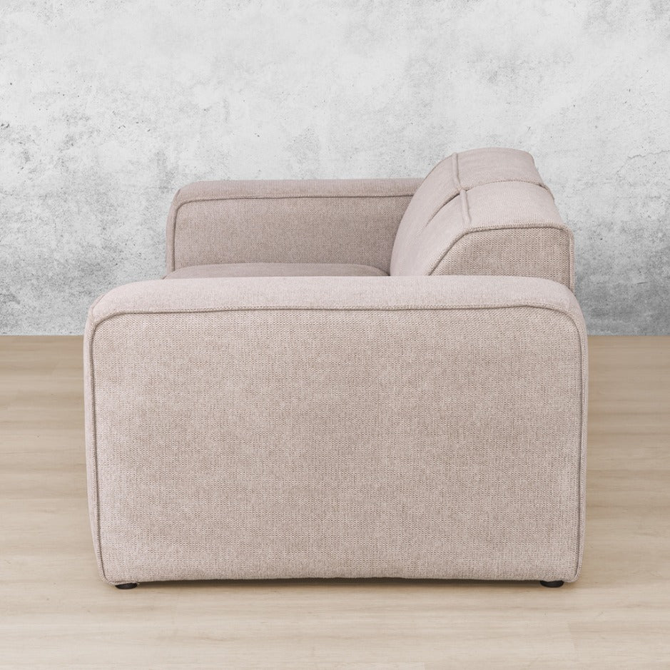 Side view of Austin 2 Seater Fabric Couch in Belle Beige | Fabric sofa, couch, 2 seater couch