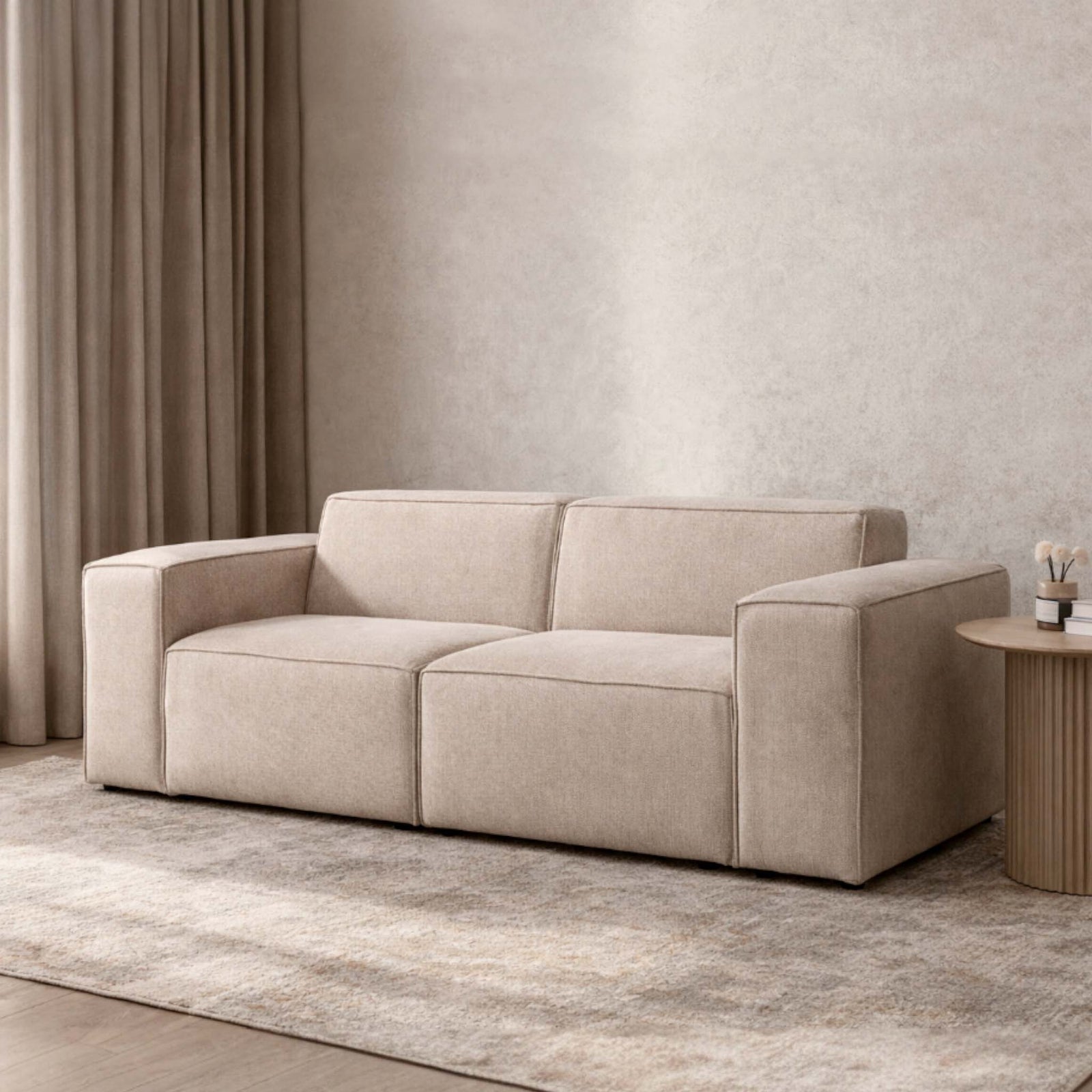 Austin 2 Seater Fabric Couch in Belle Beige | Fabric Couches, 2 seater couch, couches 