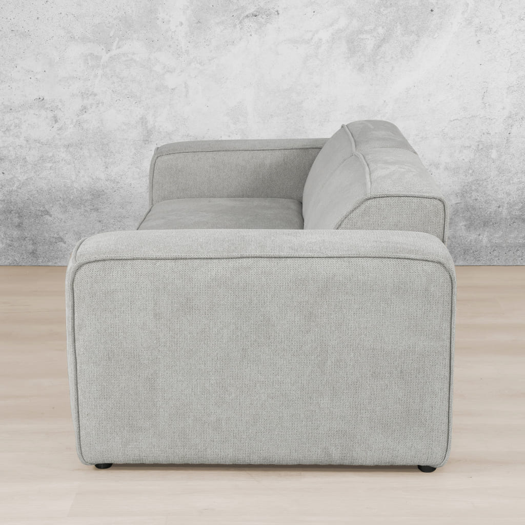 Side view of Austin Fabric 3-seater Couch in Bordeaux Grey showing sloped backrests. | Fabric couches, 3-seater couches, luxury couches