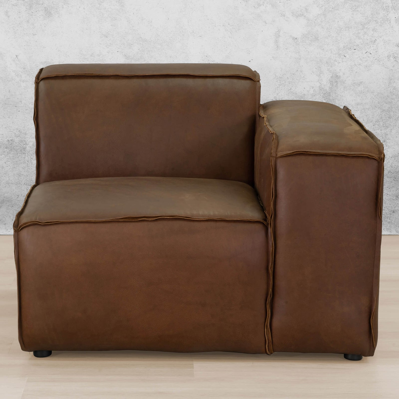 Austin 1 arm Seater Leather Couch  - RHF Woodlands Spice