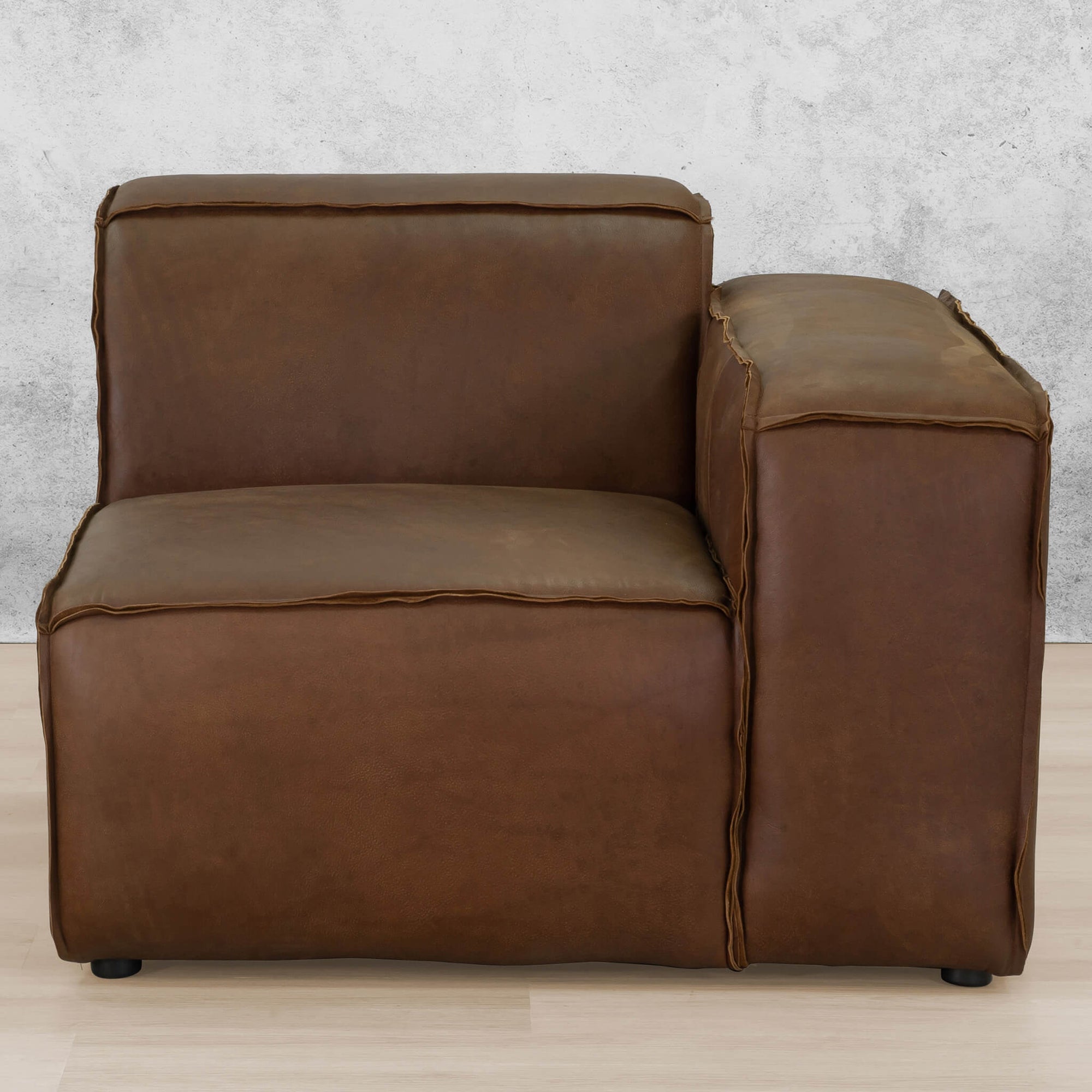 Austin 1 arm Seater Leather Couch  - RHF Woodlands Spice