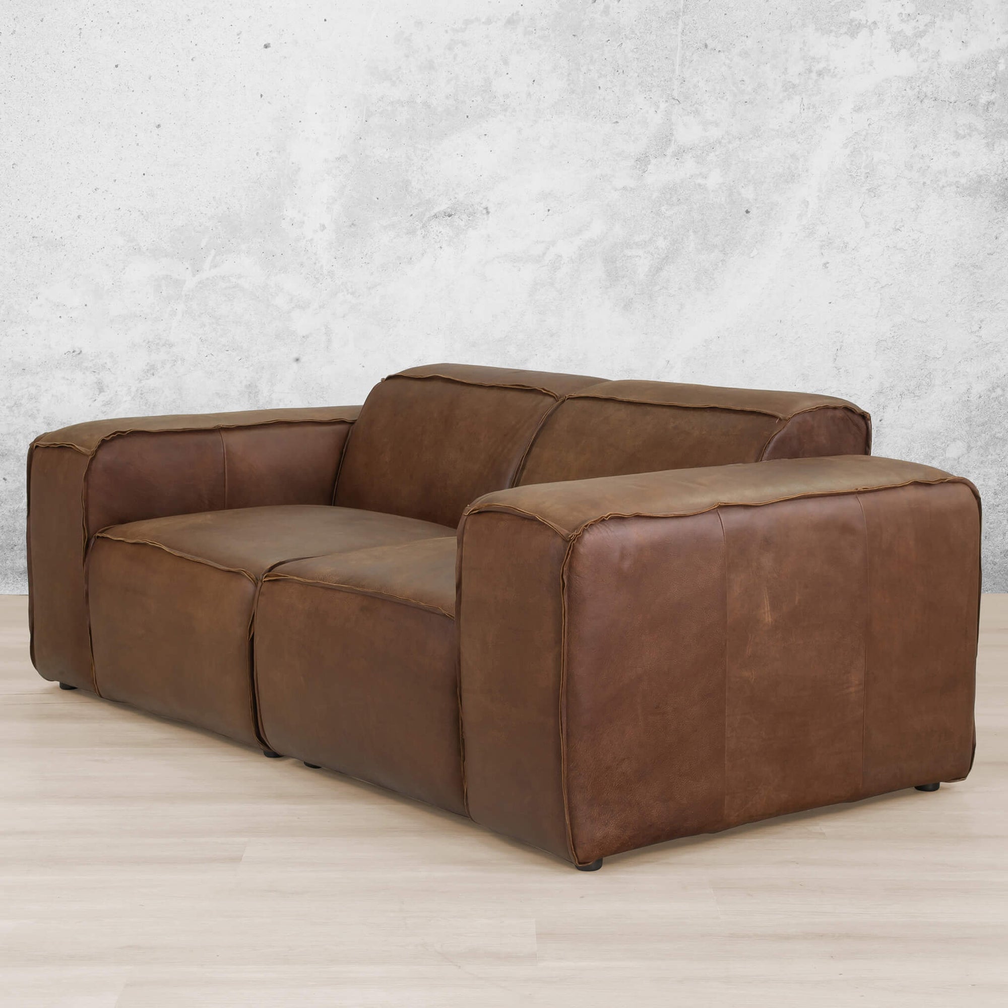 Austin 2 Seater Leather Couch Woodlands Spice