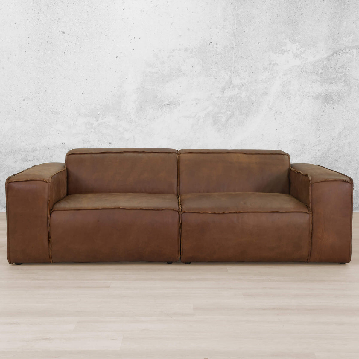 Austin 3 Seater Leather Couch Woodlands Spice