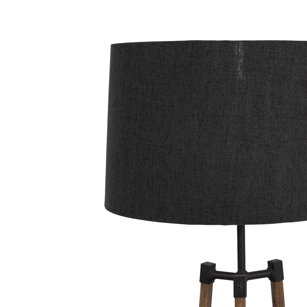 Avery Side Lamp (Charcoal Shade + Wood & Black Metal Body) Side Lamp Leather Gallery