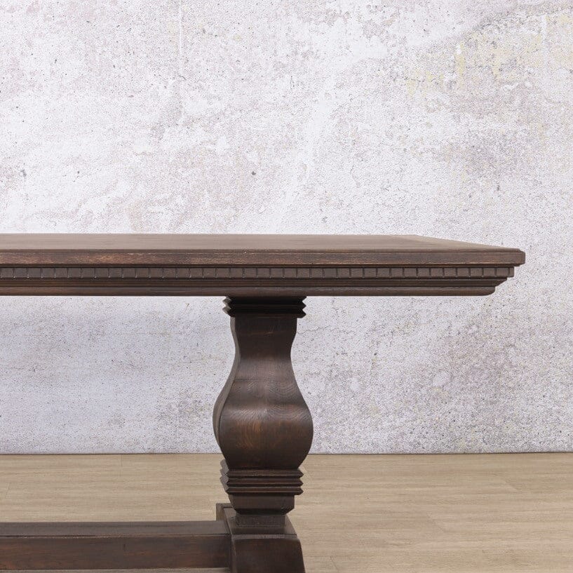 Belmont 10 seater wooden dining table made from solid Oakwood with a classic and durable pillar-leg base-antique-chocolate