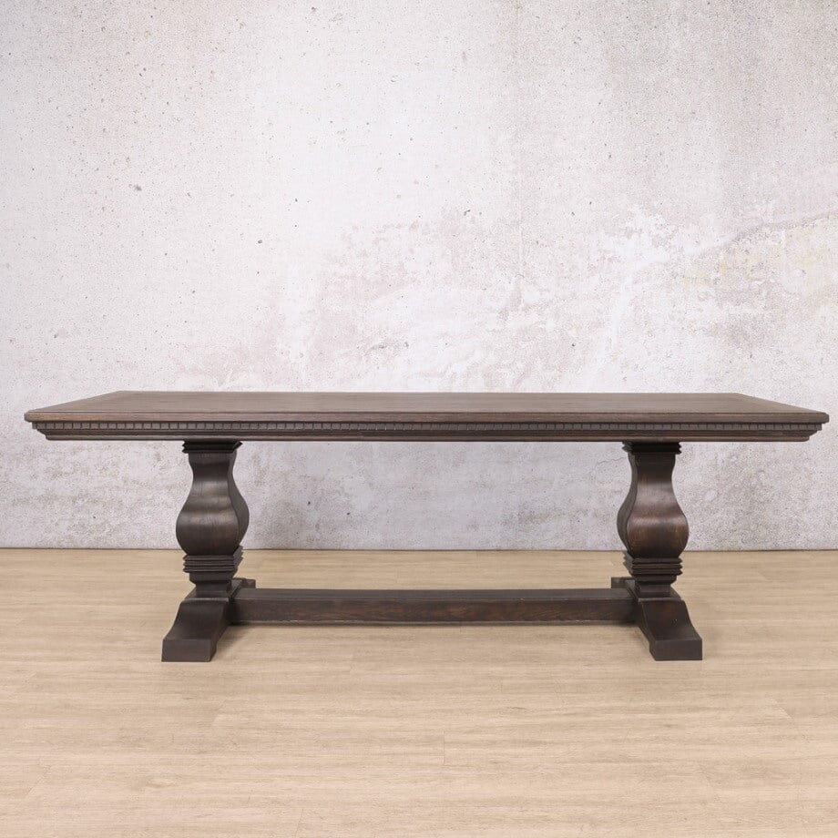 Belmont 10 seater wooden dining table styled in an elegant open-plan dining and living area-antique-chocolate