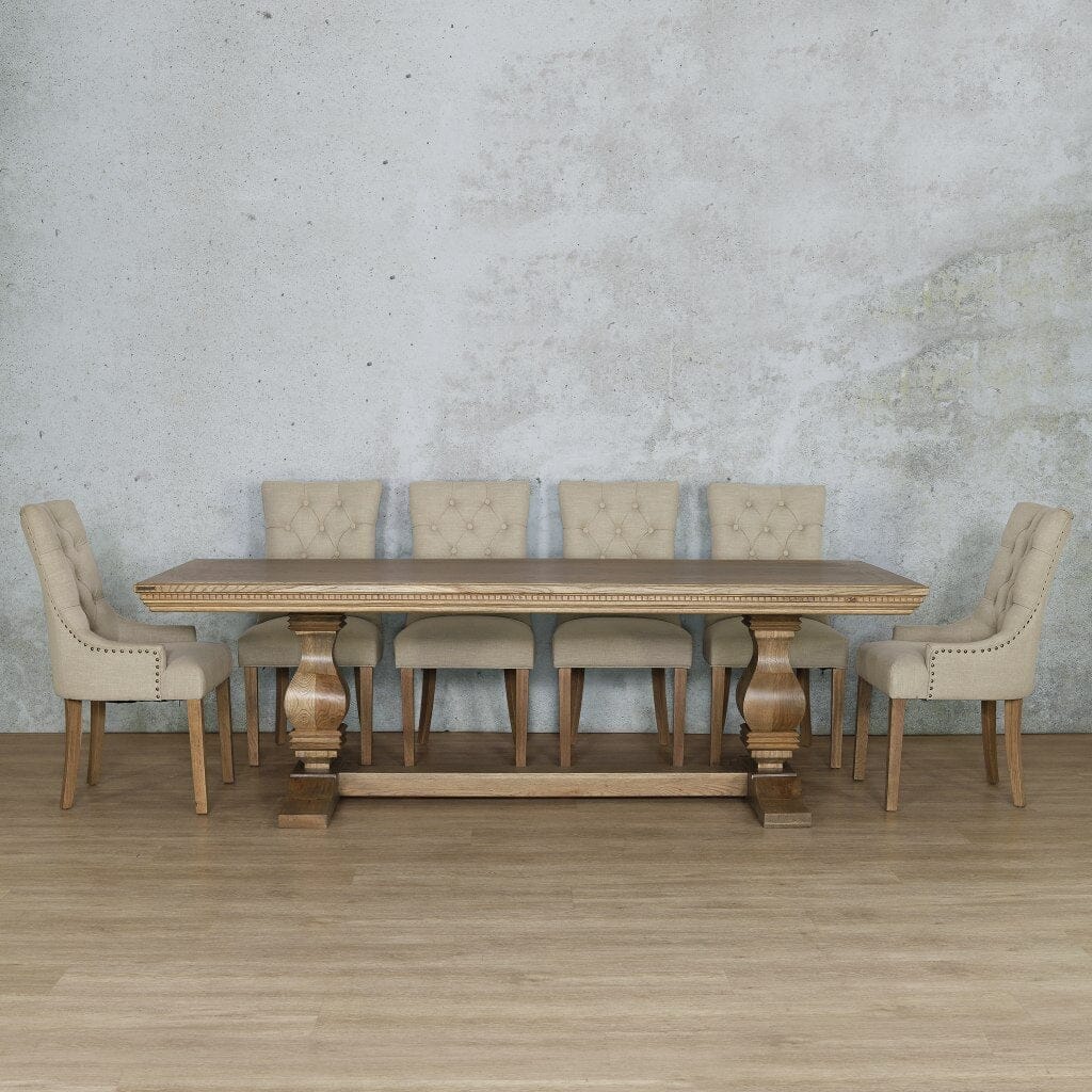 Belmont Fluted Wood & Duchess 10 Seater Dining Set Dining room set Leather Gallery Antique Natural Oak 