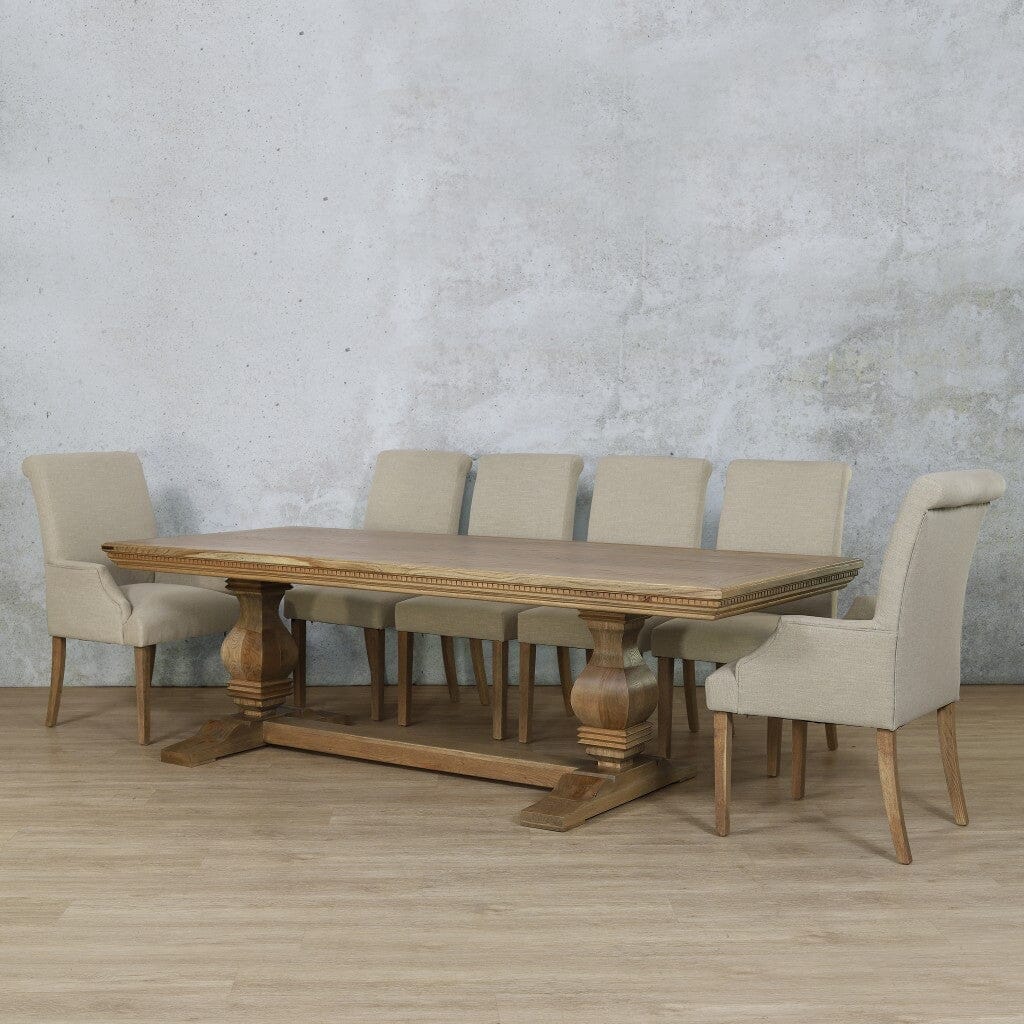 Belmont Fluted Wood Top & Baron 10 Seater Dining Set Dining room set Leather Gallery  Antique Natural Oak 