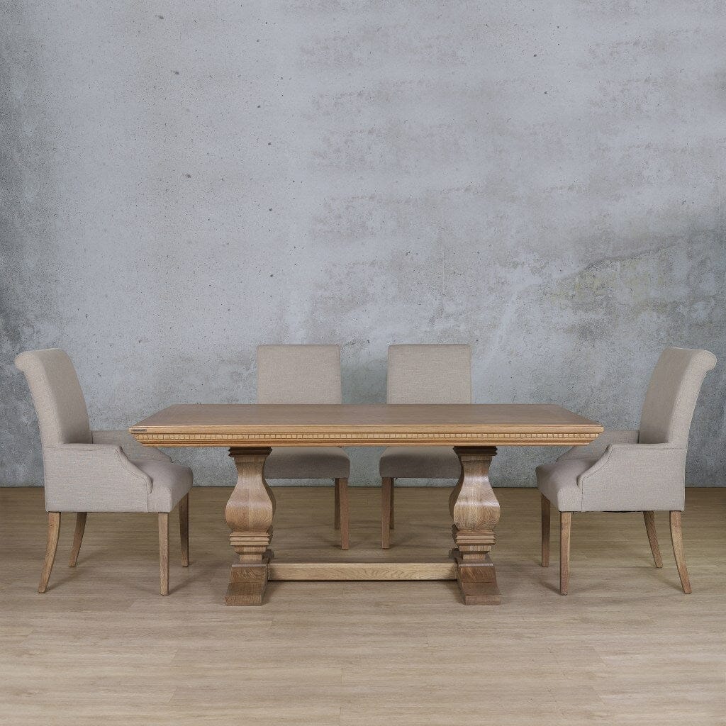 Belmont Fluted Wood Top & Baron 6 Seater Dining Set Dining room set Leather Gallery Antique Natural Oak 