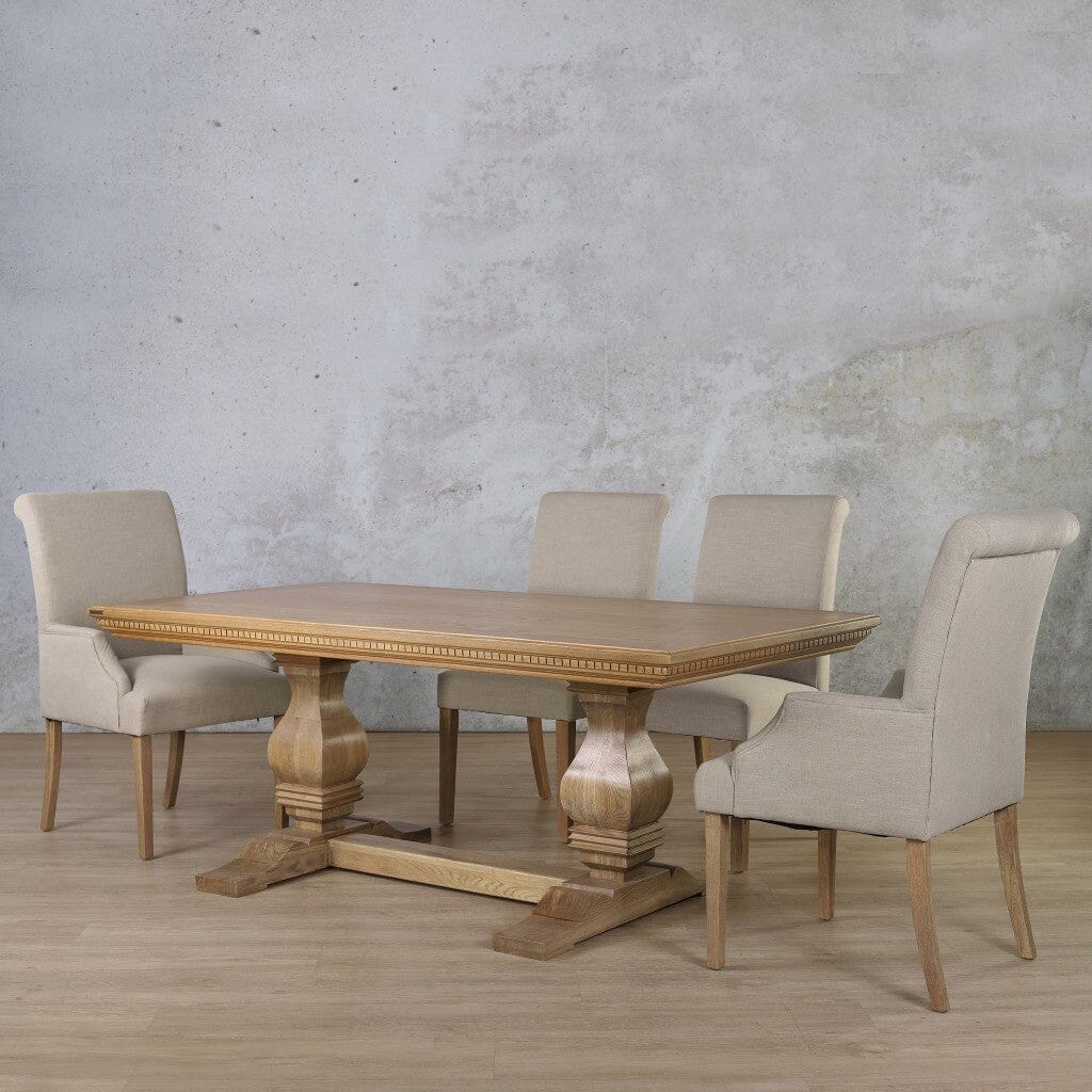 Belmont Fluted Wood Top & Baron 6 Seater Dining Set Dining room set Leather Gallery Antique Natural Oak