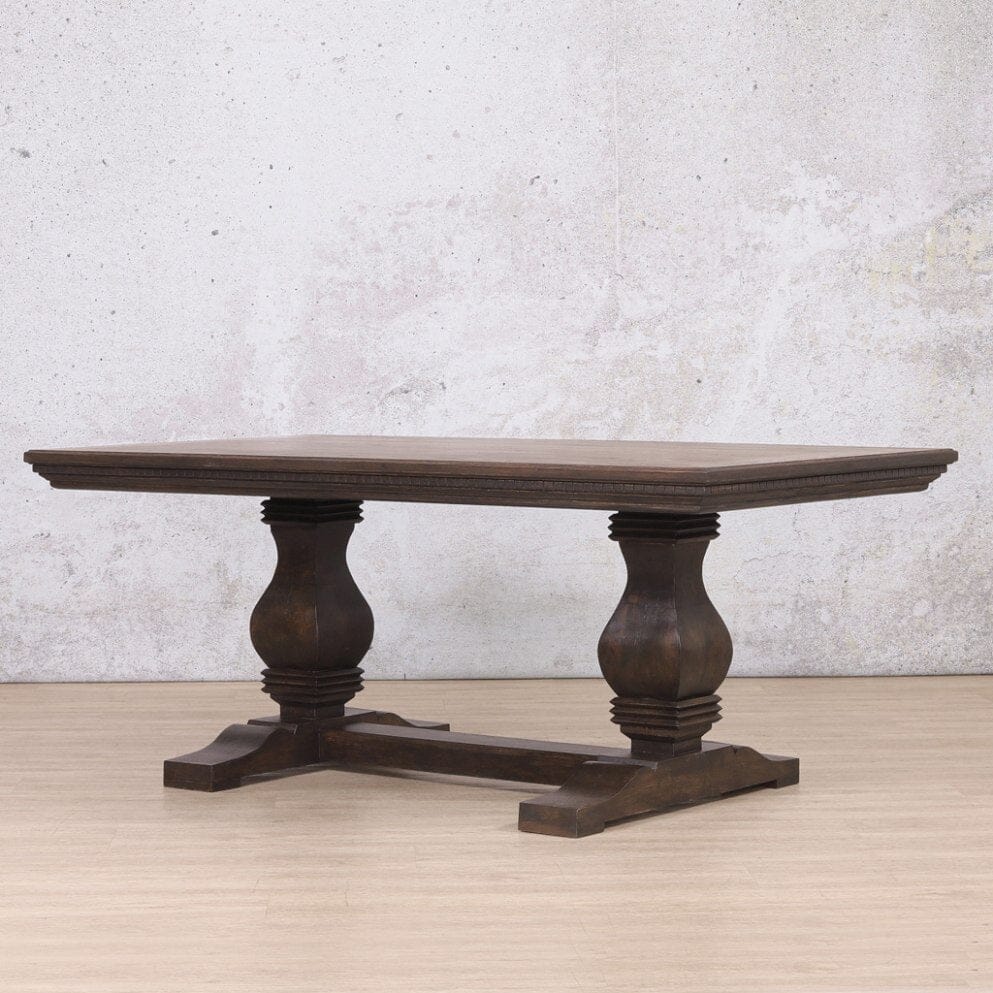 Belmont Fluted Wood Dining Table - 1.9M / 6 Seater Dining Table Leather Gallery-antique-chocolate