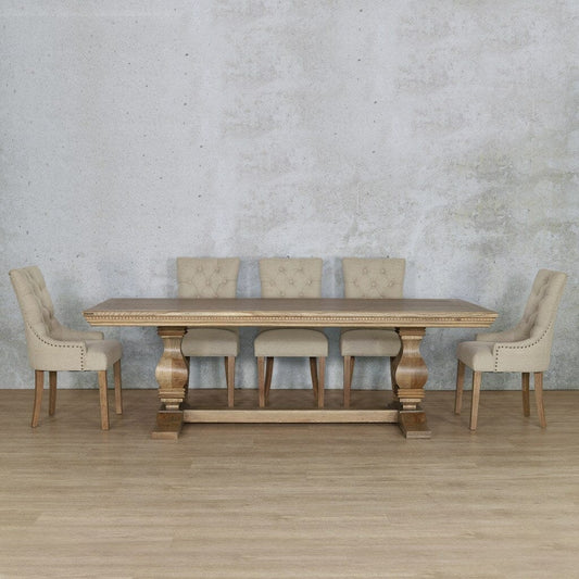 Belmont Fluted Wood Top & Duchess 8 Seater Dining Set Dining room set Leather Gallery Antique Natural Oak